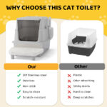 Stainless Steel Cat Litter Box, Covered Extra Large Cat Litter Box Enclosure, Metal Kitty Litter Boxes with Lid, Litter Scoop, and Filter Pedal, Anti-Leakage, Non-Stick, Easy to Clean - Image 7