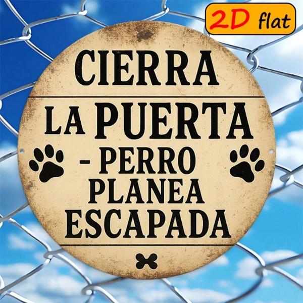 353c9681-c888-4d74-ba17-2d53be2b66ba.png CIFbuy 1pc Rustic Modern Metal Wall Plaque, Close The Door Fierce Puppy Escaped Sign, 8" Round Aluminum Paw Print Pet Decor For Entrywa TikTok, TikTok, aped Self-pickup Logiopics - Image 1