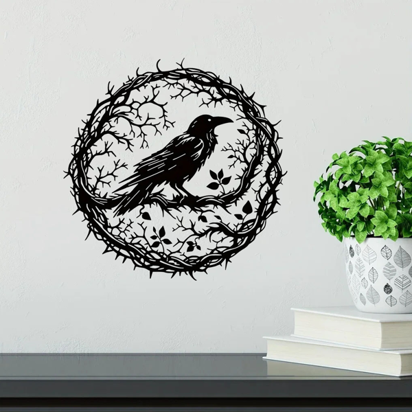 CIFbuy Gothic Black Crow Wall Art Vintage Industrial Bird Silhouette Wall Decor for Living Room Bedroom(TikTok, temu pick-up service)