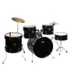 [Do Not Sell on Amazon] Full Size Adult Drum Set 5-Piece Black with Bass Drum, two Tom Drum, Snare Drum, Floor Tom, 16" Ride Cymbal, 14" Hi-hat Cymbals, Stool, Drum Pedal, Sticks - Image 5