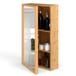 14"×5.5"×24" Bamboo Bathroom Medicine Cabinet with Mirror, Wall Mounted Storage Organizer - Image 2