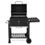 Charcoal Grill with Foldable Side Table and Wheels, Heavy-duty BBQ Grill for Outdoor Picnics Patio Garden and Backyard Grilling - Image 2
