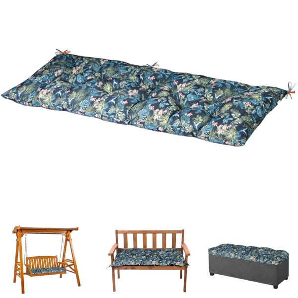 Outdoor Bench Cushion, 60 × 20 × 4 Inch, Tufted Waterproof Swing Cushion with Ties, for Patio Bench or Window Seat