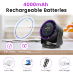 Portable USB Table Fan 100 Speed Settings Real-Time LCD Display Battery Indicator, 120 Degree Adjustable Tilt Desktop Wall Mount 4000mAh Wireless Cooling Fan - Image 3