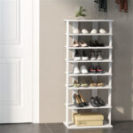 7-Tier Double-Row Shoe Rack with Adjustable Shelves, Anti-Tipping Narrow Storage Rack for Entryway Closet-White - Image 7