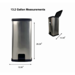 Kitchen Trash Can, 13.2 Gallon Plastic Step Garbage Bin with Lid, Silver - Image 2