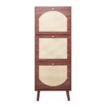 Rattan-covered 3-drawer shoe cabinet, particleboard, 54*24*135 cm, brown - Image 2