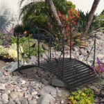 119*67*71cm Courtyard With Bird Pattern Arched Handrail Courtyard Iron Bridge Black - Image 13