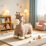Brown 6V Battery Powered Ride On Giraffe – for Outdoor Backyard Fun, Kids Ride On Toy, Washable Cover, Music, 1.5-5 Years - Image 4