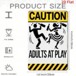 CIFbuy Funny Vintage Metal Wall Sign 8x12 Inch, CAUTION ADULTS AT PLAY Humorous Silhouette Iron Plaque, Retro 2D Flat Wall Art Decor, N TikTok, TikTok, Silhouette Iron Plaque, Retro 2D Flat Wall Art Decor Self-pickup Logiopics - Image 3