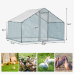 2*2*2m/6.5x6.5x6.5ft Silver Chicken Coop with Pointed Roof, 180g PE Rain Cloth, Metal Chicken and Rabbit Cage - Image 9