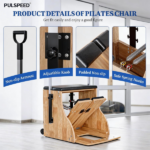 Pilates Chair Wunda Chair Pilates Combo Chair with Handles Split Pedals Reformer Machine for Yoga Core Training Rehabilitation Includes Non-Slip Socks (Wood Panel Bracket) - Image 7