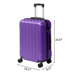 ABS Trolley Case 20in 24in 28in 3PCS Suitcase Set Vertical Striped Frosted Case Suitcase Purple - Image 3