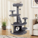 40" Multi-Level Cat Tree for Munchkin & Old Cats - Stable Wide Base, Soft Padded Perch + Large Condo (Gray) - Image 4