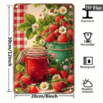 CIFbuy Vintage Strawberry Jam Jar Metal Sign, Wall Art, Nostalgic Bucket Pattern Home Decor Ornament MikTok, MikTok, Self-hockup Logiopnt - Image 2