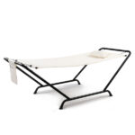 Freestanding Hammock with Stand, 600LBS Heavy Duty Outdoor Hammock Bed with Soft Pillow & Storage Bag, Beige