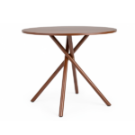 37.4 Inch Round Dining Table for 4-6 People, Cross X Metal Leg Kitchen Dinner Table with Adjustable Foot Pads, Easy Assembly Small Space Dining Room Table, Walnut - Image 2
