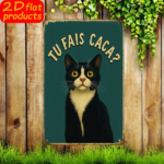 CIFbuy Vintage Black Cat Metal Wall Sign, TU FAIS" CACA? French Text Funny Decor, Weatherproof Rustproof UV Resistant, Weatherproof Rustproof UV Resistant, 7.87x11.81 Inch 2 TU FAIS CAikTok, TU FAIS CAikTok, t Self-pickup Logiopics - Image 2