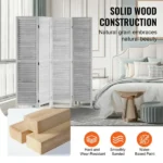 4-Panel Wooden Room Divider, Folding Screen Panels, 66.9*63.8 Inches Partition, Portable Decorative Screen for Room Separation in Home, Office, Restaurant, and Bedroom (Shipment from Walmart) - Image 5