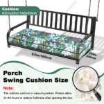 Outdoor Bench Cushion, 63 × 20 × 4 Inch, Tufted Waterproof Swing Cushion with Ties, for Patio Bench or Window Seat - Image 2