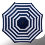 Outdoor 9ft Patio Umbrella with Crank Handle and Push Button Tilt, Outdoor Market Umbrella with 8 Ribs - Blue Stripe - Image 5