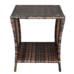 Glass Surface Brown Gradient Iron Frame Rattan Side Table - Image 22