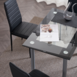 4pcs Elegant Assembled Stripping Texture High Backrest Dining Chairs Black Replace encoding 13028198-18410366 - Image 80