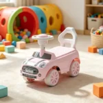 Foot-to-Floor Sliding Car for 18-36 Months, Pink Toddler Ride-On Toy with Horn & Anti-Over-Backwards Safety - Image 6