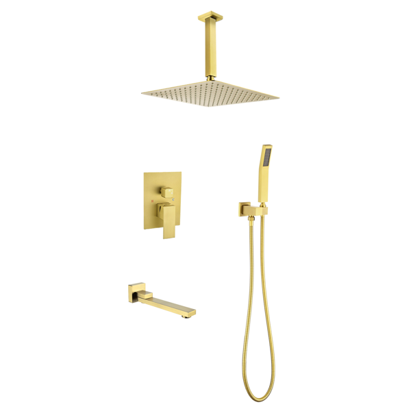 Shower system combo with hand shower, 16 inch shower head and tub spout