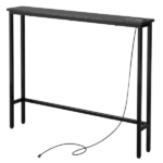 Same Code 73481563 39.4" Narrow Console Sofa Table with Power Outlets and USB Ports, Skinny Couch Table with Metal Frame and Charge Station with 4.9ft Extension Cord, Black - Image 6