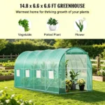 15' x 7' x 7' Walk-in Tunnel Greenhouse, Portable Hot House with Galvanized Steel Hoops & 8 Roll-up Windows - Image 4