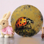 CIFbuy 1pc 8x8 Inch Round Aluminum Metal Sign, Golden Ladybug Wall Decor, Vintage Farmhouse Wreath Door Hanging Plaque, 2D Flat Home De TikTok, TikTok, Self-pickup Logiopics - Image 3