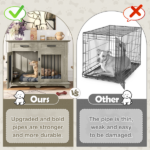 44.48" Large Dog Crate Furniture, Indoor Wooden Dog Kennel End Table with 2 Storage Drawers and Rotating Bowls, Decorative Pet Cage Dog House for Medium Dogs, Gray - Image 4