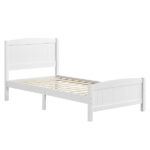 FCH Twin Pine Single-Layer Core Vertical Stripe Full-Board Curved Bed Head With The Same Bed Foot White Wooden Bed - Image 14
