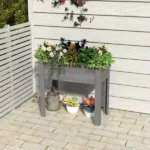 Grey Bed with Legs, Elevated Wooden Planter Box for Outdoor Plants Flowers Fruits Vegetable Herb Growing(31"x31"x16") (Shipment from Walmart) - Image 4