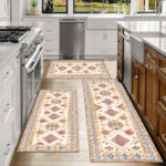 Boho Kitchen Rug Sets 3 Piece with Runner Non Slip Kitchen Rugs and Mats Washable Kitchen Mats for Floor Thick Kitchen Floor Mat Carpet Runner Rugs for Hallway Laundry Holiday Decor - Image 5