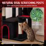 Gothic 5-Level Cat Tree 63" Tall with Sisal Scratching Posts Black Red Cat Tower - Image 5
