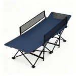 Navy No-Assembly Portable Toddler Camping Bed, Elevated Foldable Kids Sleepover Cot with Anti-Roll Mesh Baffles Stable Support Frame, Lightweight Travel Sleeping Bed for Daycare Home Outdoor Camping - Image 4