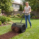 27"×16" Lawn Fertilizer Spreader with Diamond Mesh Clump-Free Garden Compost Spreader - Black - Image 5