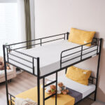 Same Code 12883671 Iron Bed Bunk Bed with Ladder for Kids Twin Size Black - Image 42