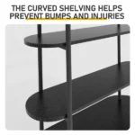 Arched Ceiling + 4-Layer Open Shelving + Double-Door Roller Shutter Display Case Display Rack with Black US Standard Socket (1USB+1Type-C) & Particleboard Melamine Veneer & Iron Pipe Spray Paint 31.5*13.78*70.87in Black - Image 9