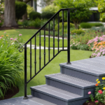 [Same Code 16547875 16547875]Matte Black Outdoor 3 Level Iron Handrail - Image 12