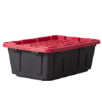 (Pack of 4) 17 Gallon Medium Storage Bin Low Profile with Snap Lid, Black and Red, Heavy Duty Plastic Storage Container - Image 2