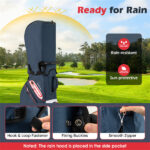 14-Way Golf Cart Bag - 6 Zippered Pockets+Cooler Pocket, Waterproof Zippers, Navy + Red - Image 9