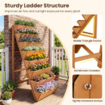 8-Tier Vertical Raised Garden Bed, 40" x 24" x 59" Fir Wood Ladder Planter Stand for Vegetables Herbs Flowers - Image 4