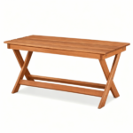 Solid Wood Backless Patio Bench, 2‑Person Rustic Slatted Seat Bench with X‑Frame Legs, Breathable Outdoor Garden Entryway Bench for Dining Plant Stand - Image 2