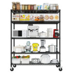 Heavy Duty Storage Shelves 55.12" W Wire Shelving Unit with Wheels 3200LBS NSF Metal Shelves for Storage Adjustable Garage Storage Rack Pantry Shelf Commercial Shelving, 75.59" H X 55.12''W X 23.62 - Image 6