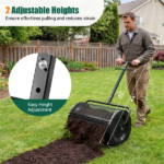 27"×16" Lawn Fertilizer Spreader with Diamond Mesh Clump-Free Garden Compost Spreader - Black - Image 9