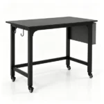 Mobile Rolling Computer Desk 48 Inch, Heavy Duty Metal Frame Home Office Desk with Storage Bag Hooks Lockable Wheels for Bedroom Dorm - Image 3
