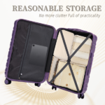 3 in 1 20"/24"/28" 3 pcs/set in ABS Spinner Wheel Luggage, Carry on Suitcase, Matching Color, Combination Lock (Purple) - Image 8